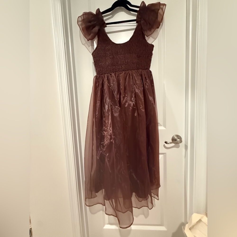 Elegant Formal Dress in Deep Chocolate Brown- Red Dress boutique